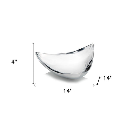 14" Silver And Red Triangular Bowl
