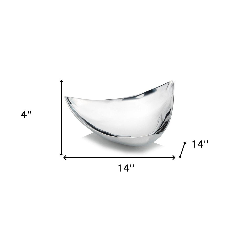 14" Black and Silver Aluminum Triangular Bowl