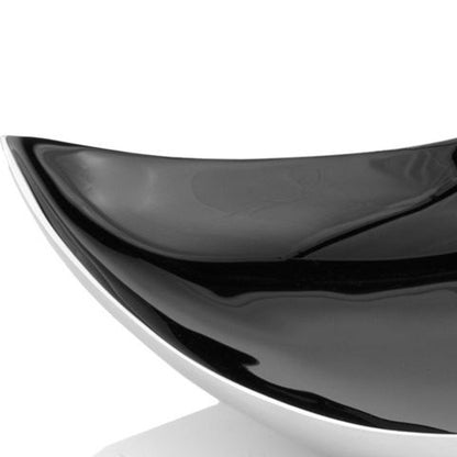 14" Silver And Red Triangular Bowl