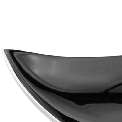 14" Silver And Red Triangular Bowl