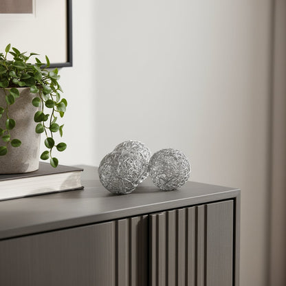 Set of Three Silver Wire 3" Decorative Orbs