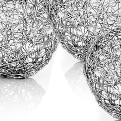 Set of Three Silver Wire 3" Decorative Orbs