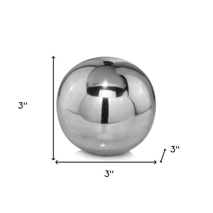 12" Silver Buffed Aluminum Decorative Orb Tabletop Sculpture