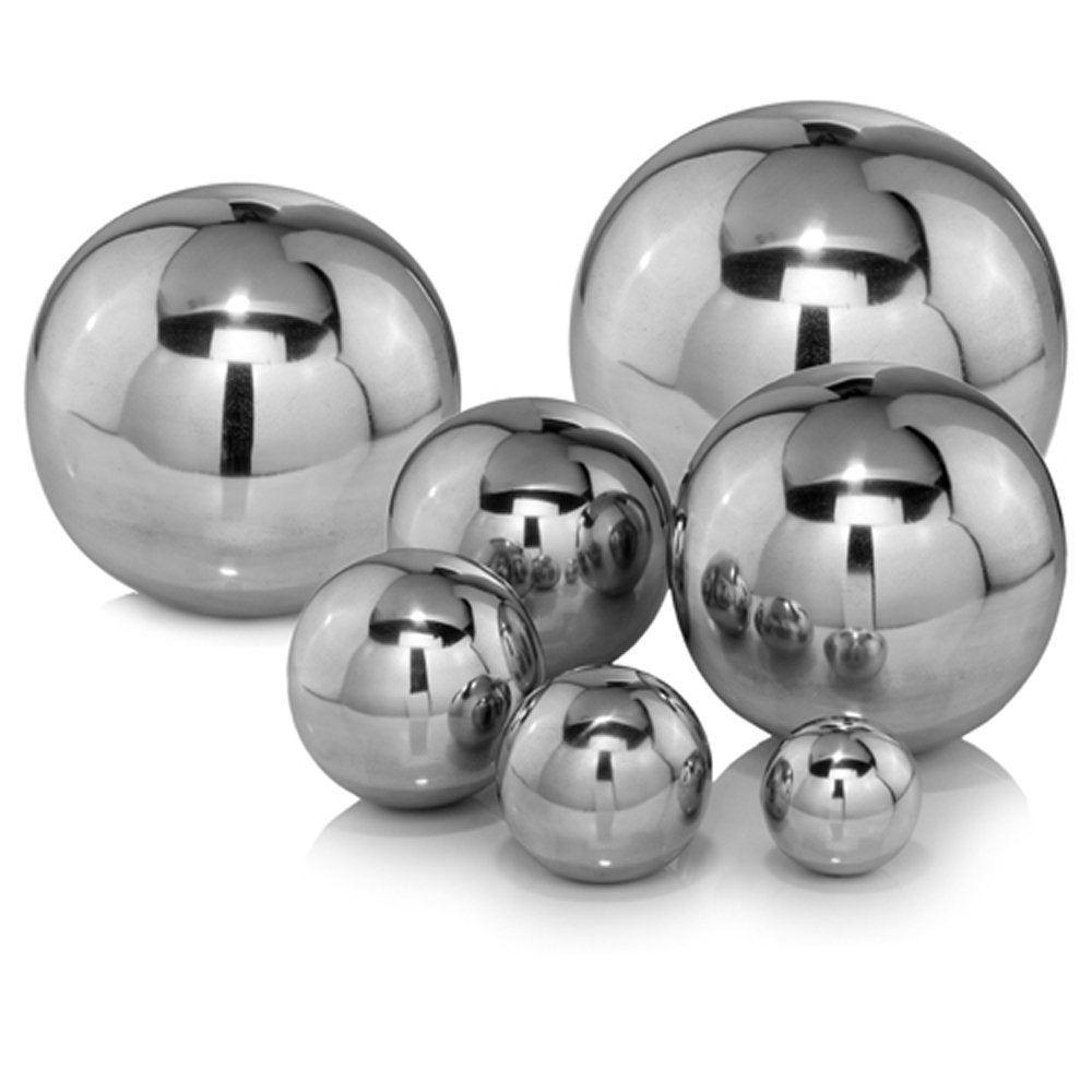 12" Silver Buffed Aluminum Decorative Orb Tabletop Sculpture