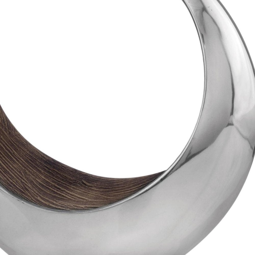 11" Brown and Silver Aluminum Circular Decorative Bowl