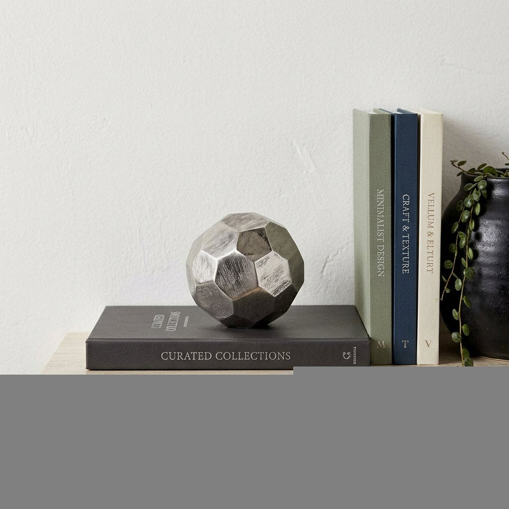 4" Silver Rough Hewn Faceted Sphere