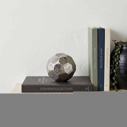 4" Silver Rough Hewn Faceted Sphere