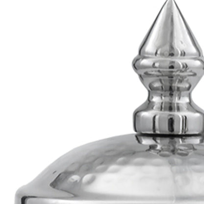 Set of Two Silver Aluminum Tweed Decorative Canisters