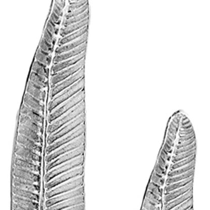 Set of Two Silver Aluminum Tall Feather Tabletop Sculptures