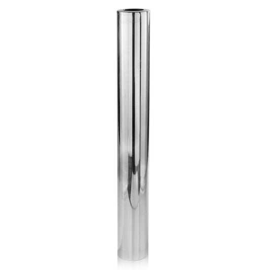 48" Silver Cylinder Aluminum Floor Vase