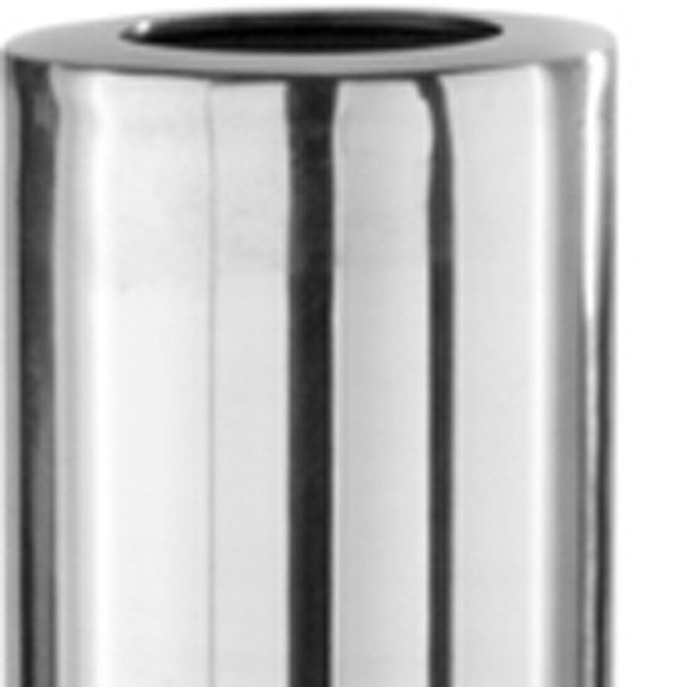 48" Silver Cylinder Aluminum Floor Vase