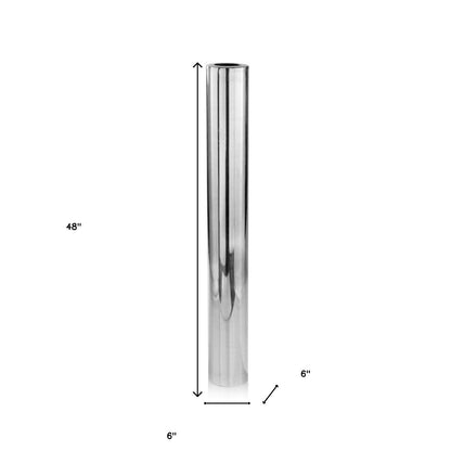 56" Silver Aluminum Cylinder Table Vase