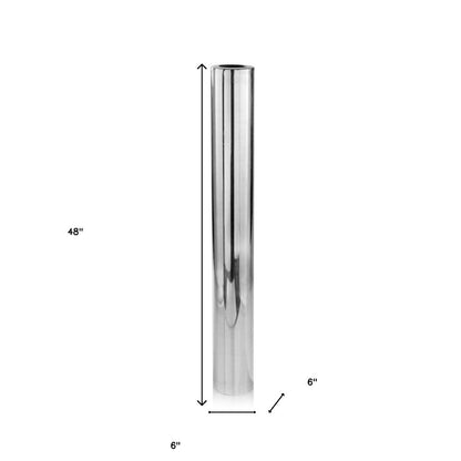 48" Silver Cylinder Aluminum Floor Vase