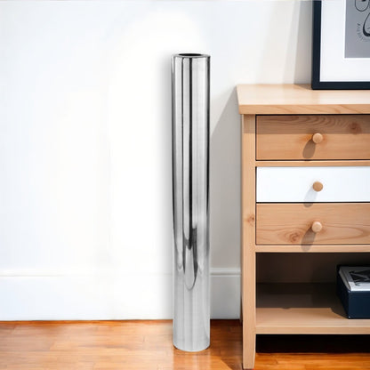 56" Silver Aluminum Cylinder Table Vase