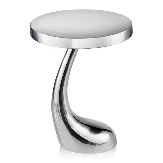 21" Silver Aluminum Round Abstract End Table