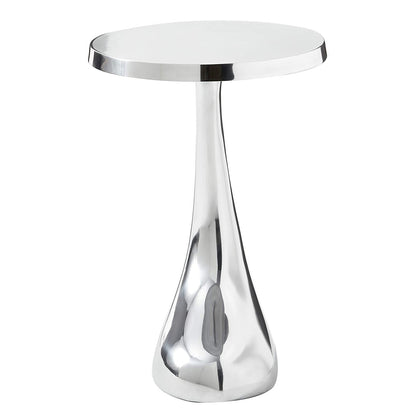 21" Silver Aluminum Round Abstract End Table
