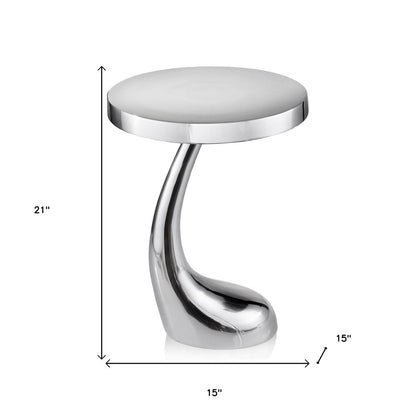 21" Silver Aluminum Round Abstract End Table