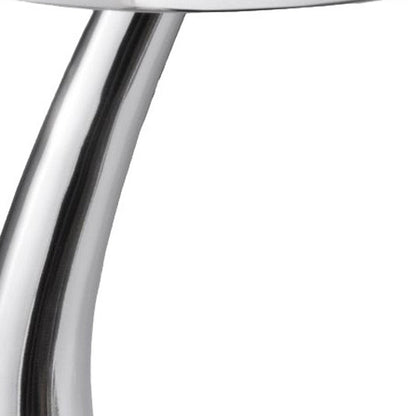 21" Silver Aluminum Round Abstract End Table