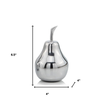 7" Silver Buffed Aluminum Decorative Pear Tabletop Sculpture
