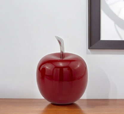 6" Red Aluminum Decorative Apple Tabletop Sculpture