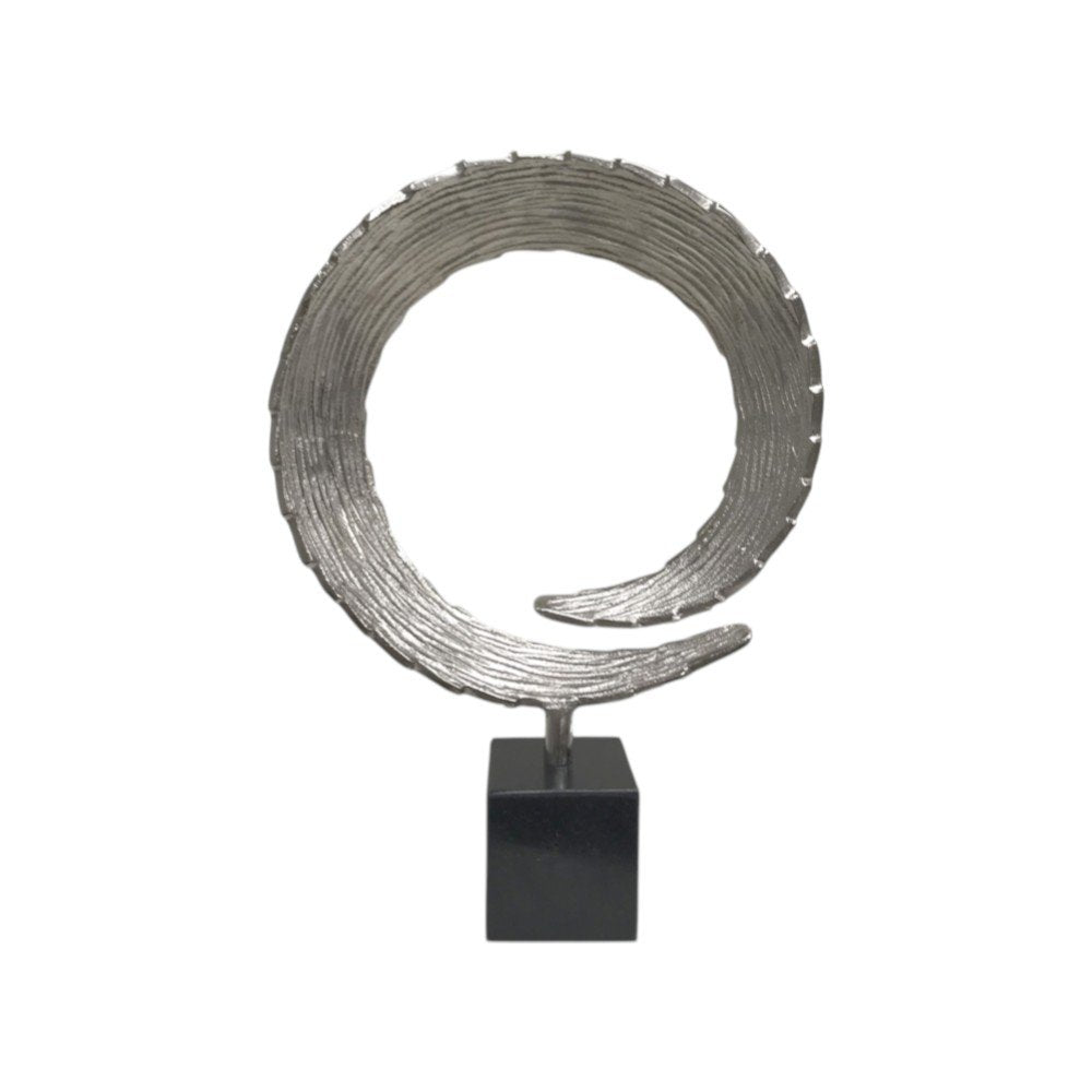 17" Black and Silver Marble and Aluminum Tabletop Sculpture