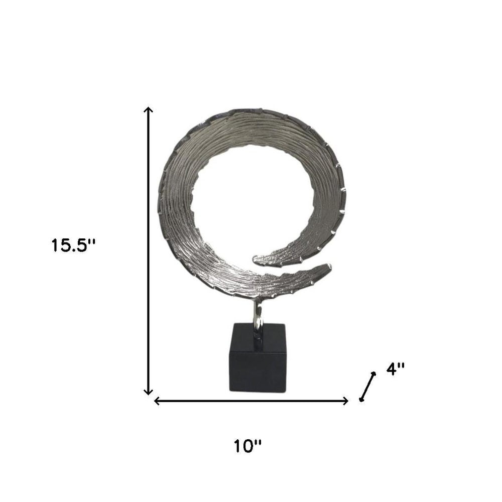 17" Black and Silver Marble and Aluminum Tabletop Sculpture