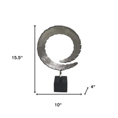 17" Black and Silver Marble and Aluminum Tabletop Sculpture