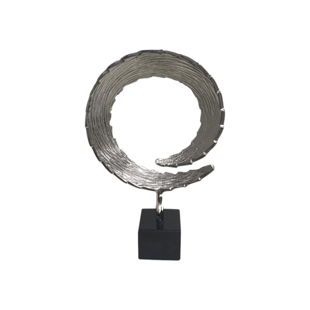 17" Black and Silver Marble and Aluminum Tabletop Sculpture