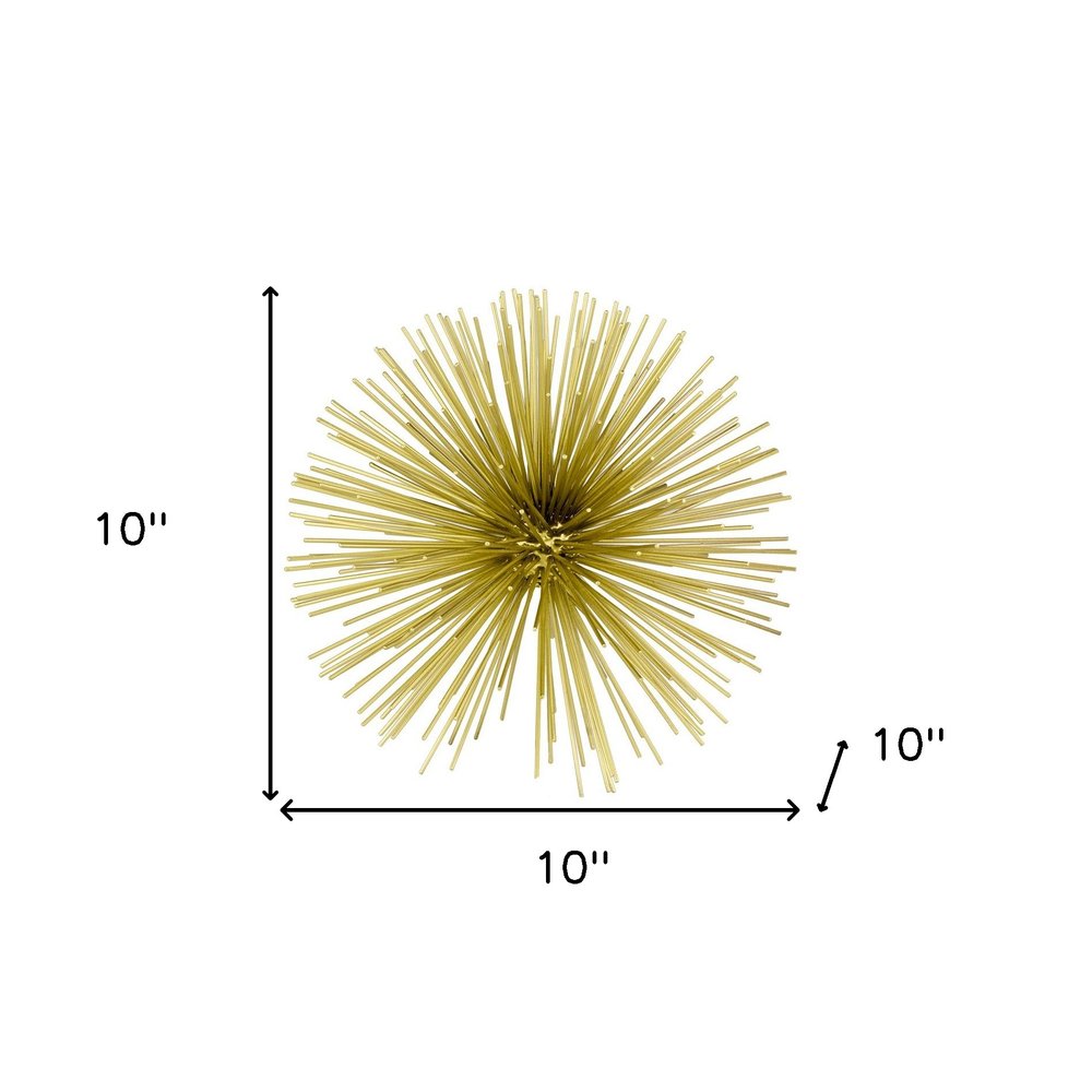 10" Antique Gold Finish Large Urchin Sphere