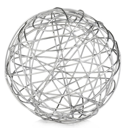 12" Silver Iron Decorative Orb Tabletop Sculpture