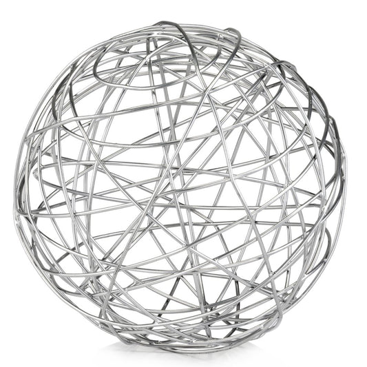 12" Silver Iron Decorative Orb Tabletop Sculpture