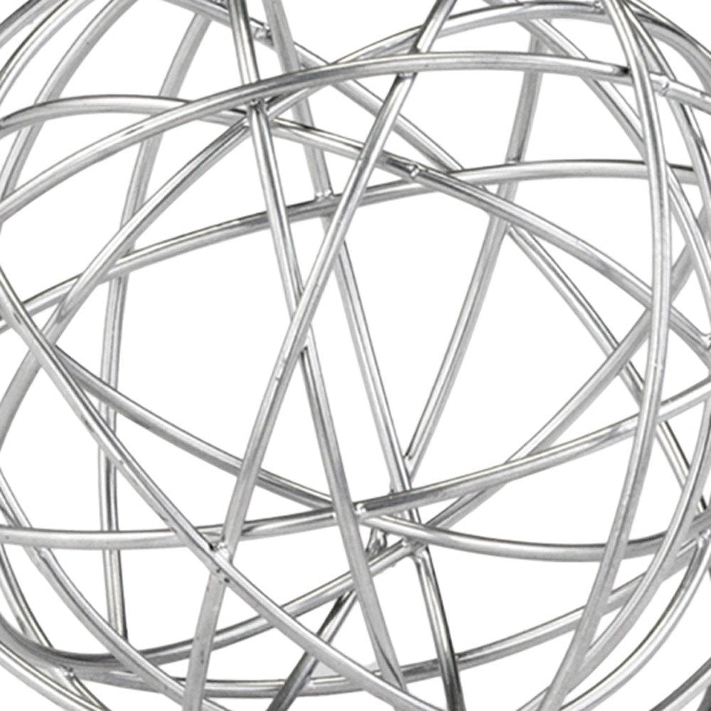 12" Silver Iron Decorative Orb Tabletop Sculpture