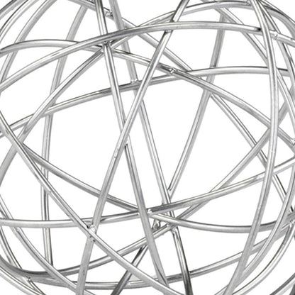 12" Silver Iron Decorative Orb Tabletop Sculpture