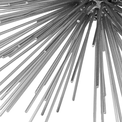 8" Silver Metal Spiky Sphere Tabletop Sculpture