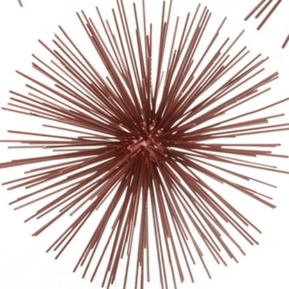 10" Red Iron Decorative Spiky Sphere Tabletop Sculpture
