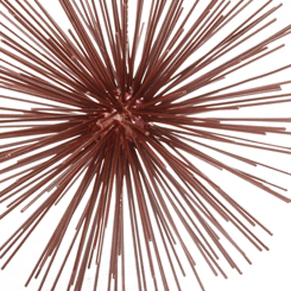 10" Red Iron Decorative Spiky Sphere Tabletop Sculpture