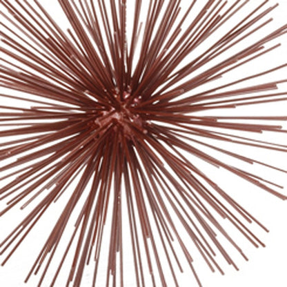 10" Red Iron Decorative Spiky Sphere Tabletop Sculpture