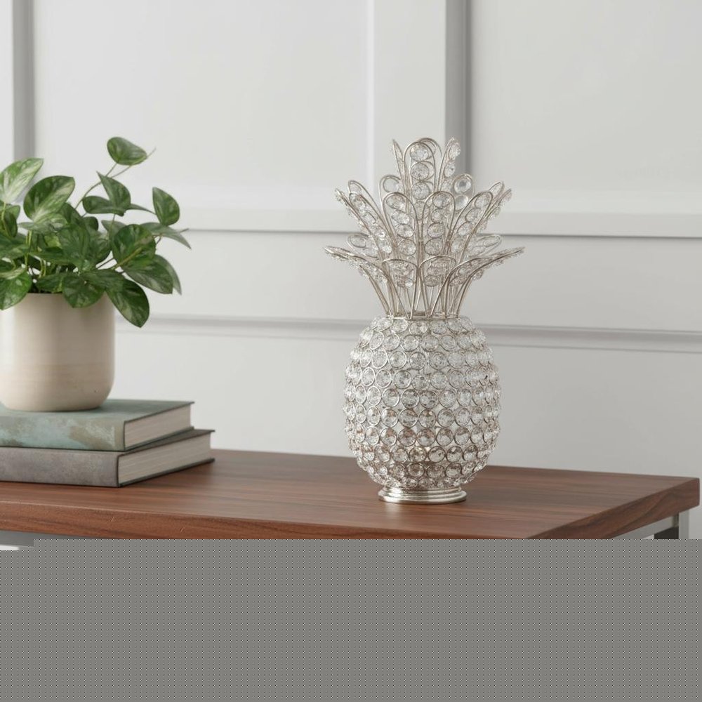 13" Silver Metal Decorative Pineapple
