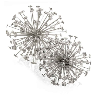 Set of Two Gold Cast Iron Decorative Spiky Sphere Tabletop Sculptures