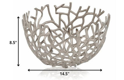 15" Silver Aluminum Twigs Centerpiece Bowl