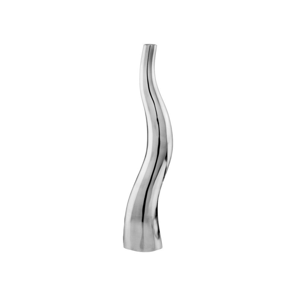 Set of Two Silver Aluminum Squiggly Table Vase
