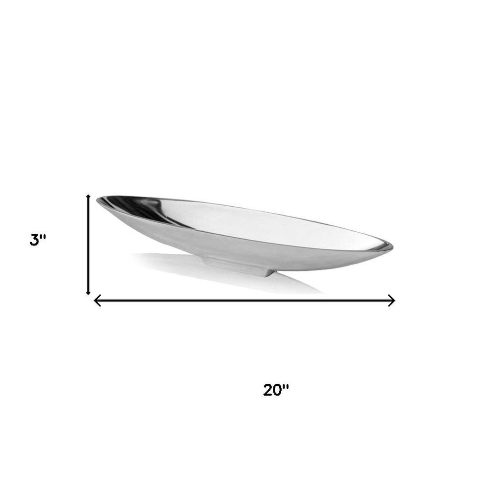 20" Contempo Shiny Silver Short Boat Tray