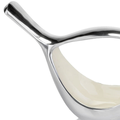 7" Silver Buffed Aluminum Bird Shaped Sculptural Bowl