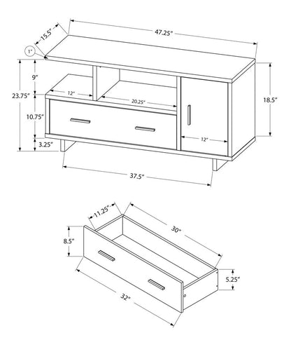 47" Wood Brown Cabinet Enclosed Storage TV Stand
