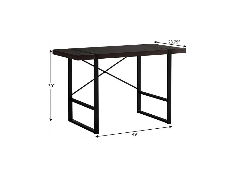 49" Dark Brown and Black Computer Desk