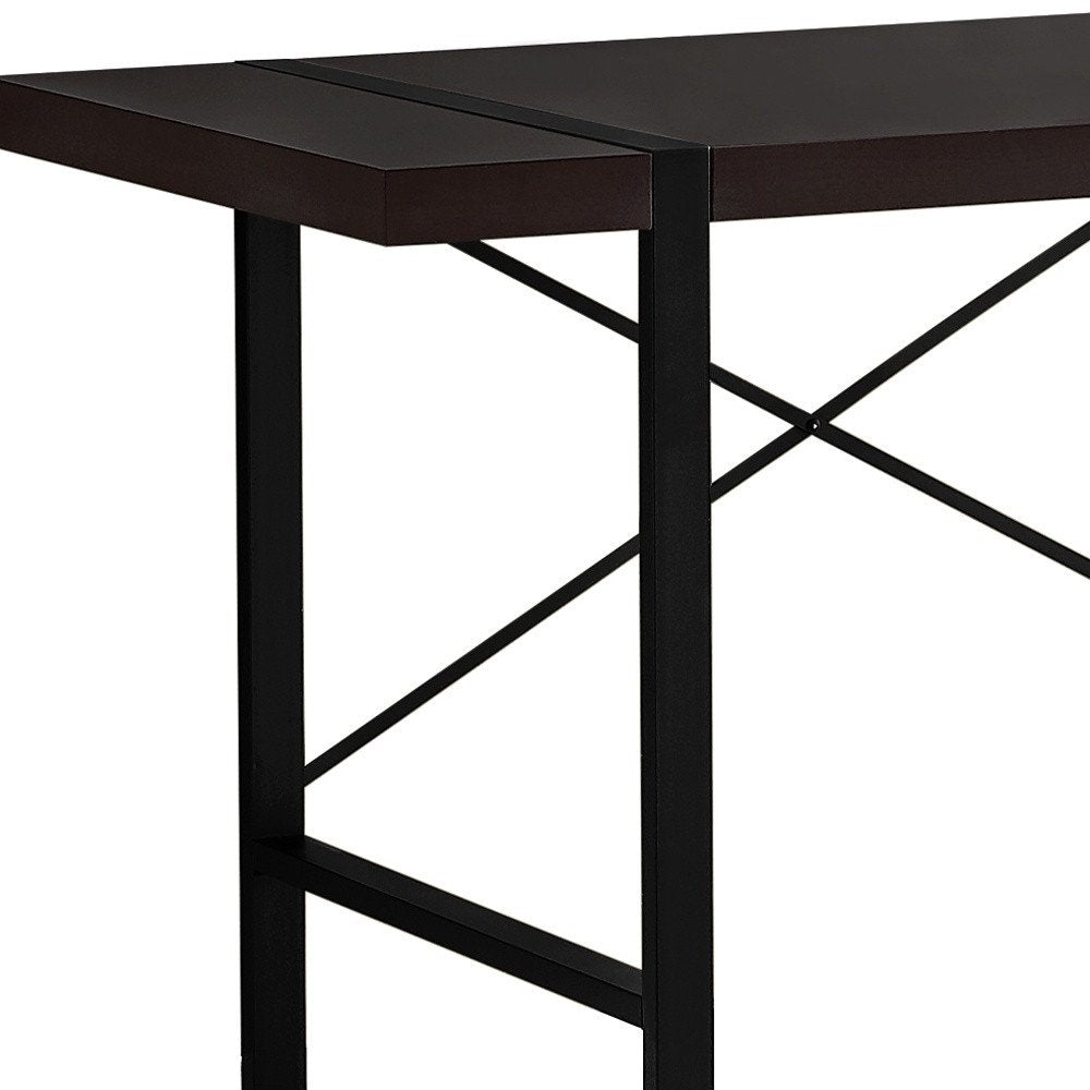 49" Dark Brown and Black Computer Desk