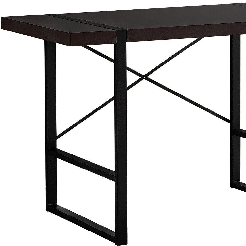 49" Dark Brown and Black Computer Desk