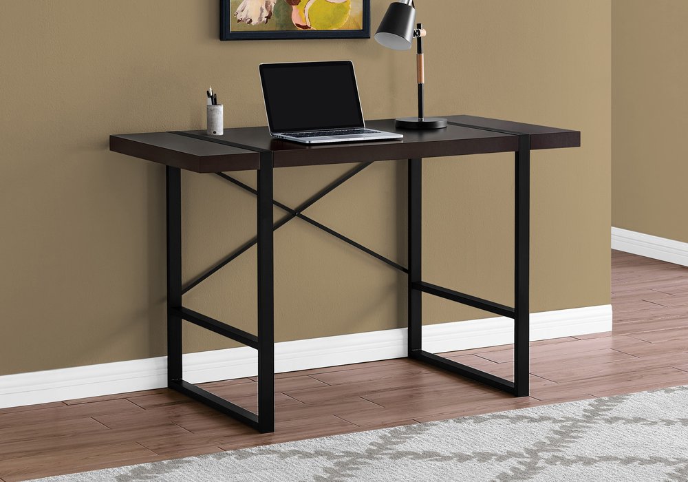 49" Dark Brown and Black Computer Desk