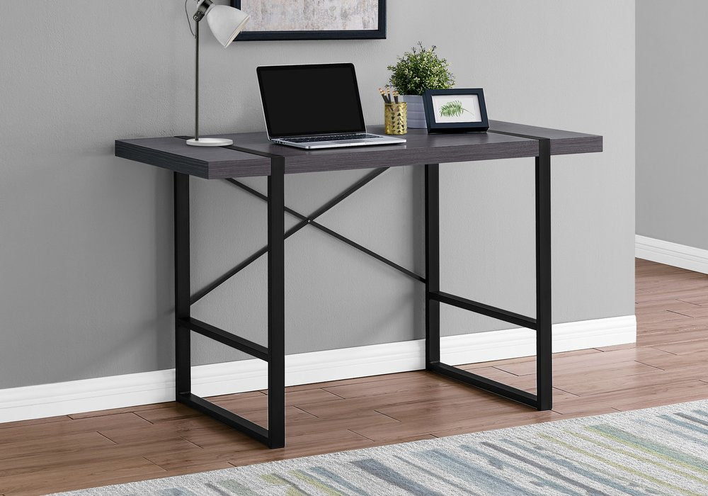 49" Gray and Black Computer Desk