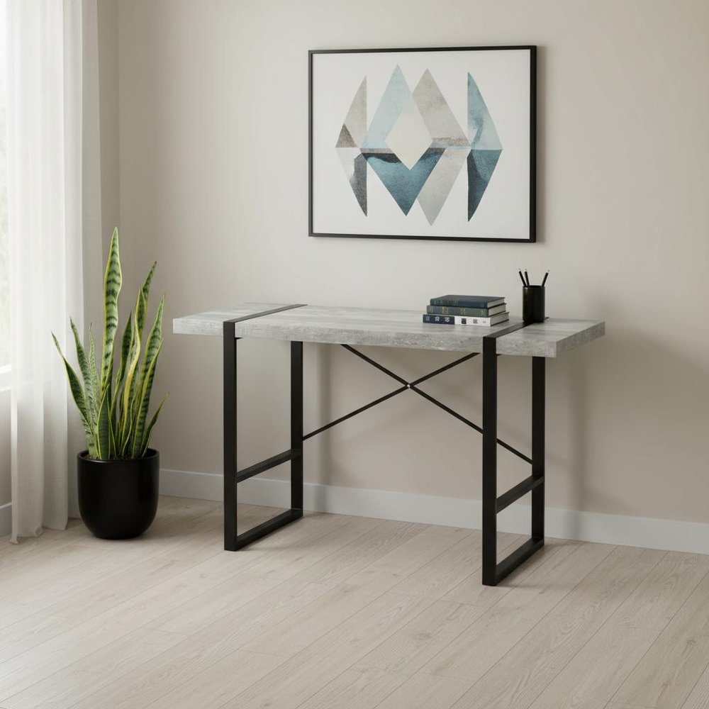 49" Gray and Black Computer Desk